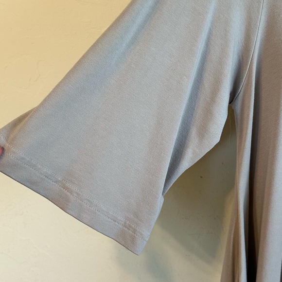 Bryn Walker Beige Grey Asymmetrical Hem Oversized Lagenlook Tunic Blouse Sz Lg - Picture 3 of 12